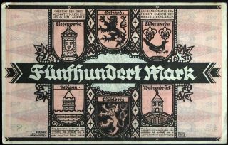 Liebenwerda 1922 500 Mark Early Inflation Notgeld German Series B