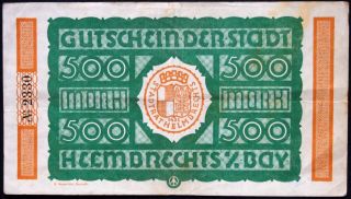 Helmbrechts 1922 500 Mark Early Inflation Notgeld German Banknote