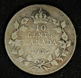 Canada 1936 10 Cent Silver Coin