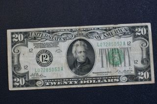 Fr.  2050 L $20 1928 Federal Reserve Note San Francisco L - A Block Vf