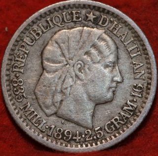 1894 Haiti 10 Centimes Foreign Coin