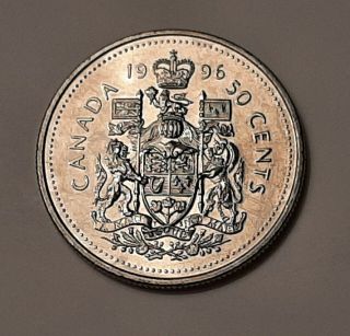 1996 Canada 50 Cents Coin (100 Nickel) " Lower Mintage "