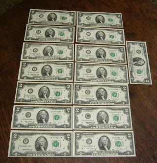 (15) $2.  Two Dollars Federal Reserve Notes E & D Series