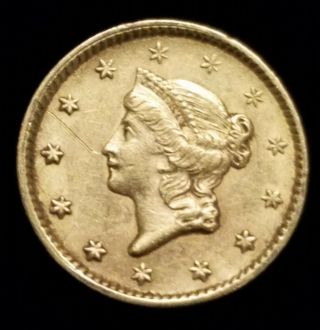 1851 $1 Liberty Head Type 1 Gold Coin W/ Xf/au Details