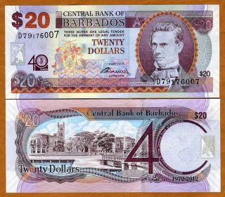 Barbados,  20 Dollars,  2012,  P - 72,  Unc Commemorative