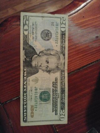2003 $20 Twenty Dollar Bill Star Note U.  S.  Currency Serial Jb01810722