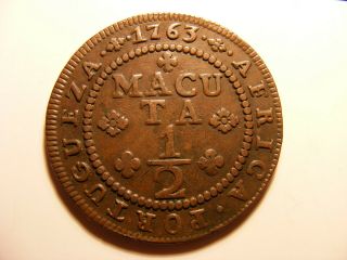 Angola 1763 1/2 Macuta,  Km 11,  Solid Vf (for Issue)