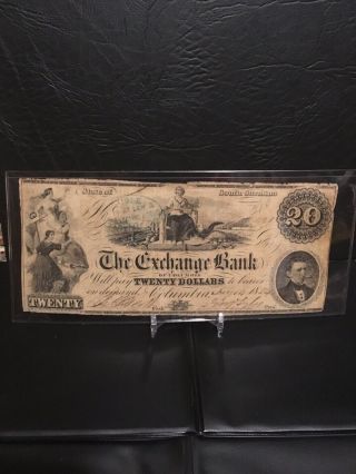1854 State Of South Carolina The Exchange Bank Confederate Note