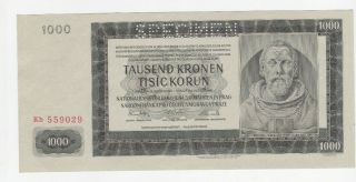 1000 Korun Aunc Specimen Banknote From Bohemia Moravia 1942 Pick - 15s
