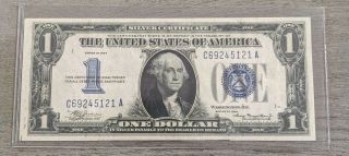 1934 $1 Silver Certificate Funny Back Paper Money Blue Seal Fr - 1606 - F2