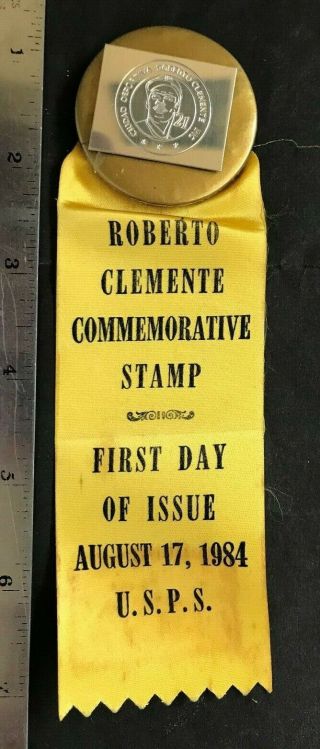 Puerto Rico 1984 Roberto Clemente Medal Ribbon,  Stamp Fdi Cancellation,  Rare