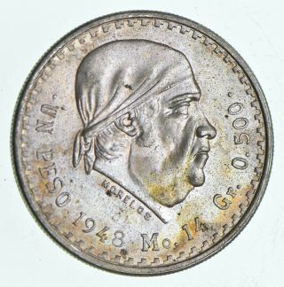 Silver - World Coin - 1948 Mexico 1 Peso - World Silver Coin - 14.  1g 727