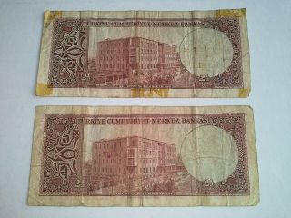 Turkey 2 1/2 Lira,  L.  1930,  (1952 - 60),  seri M18 & seri O19,  2 notes 2