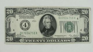 Us Series Of 1928 Twenty Dollar Federal Reserve Note Cleveland Bank