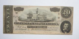 Civil War 1864 $20.  00 Confederate States Horse Blanket Note 720