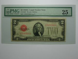 1928 A $2 Legal Tender Note Fr 1502 Woods - Mellon Pmg Vf - 25