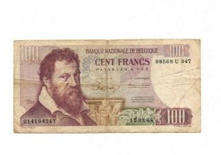 Bank Of Belguim 100 Francs 1970 Vg