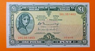 Ireland : Lavery One Pound Note 30.  9.  1976.