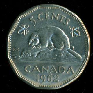 1962 Dd Double Date,  Canada,  5 Cent,  Queen Elizabeth Ii F15