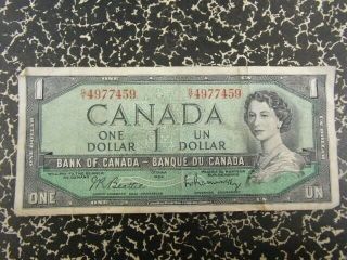 Canada $1 Dollar " Devil Hair " Banknote 1954 Queen Elizabeth Ii