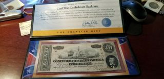 T - 67 $20 1864 Confederate States Of America Bank Note - Franklin Folder/coa