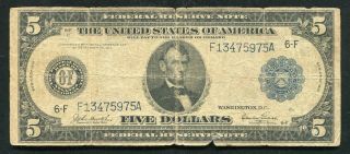Fr.  865 1914 $5 Five Dollars Frn Federal Reserve Note Atlanta,  Ga Burke/glass