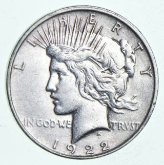 Early - 1922 - D - Peace Silver Dollar - 90 Us Coin 187