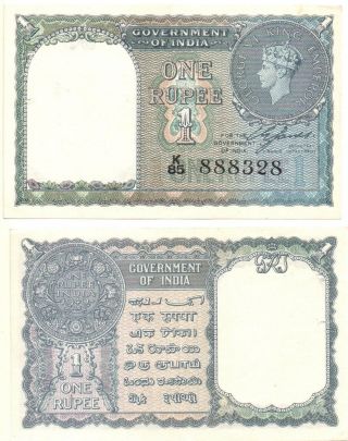 India 1 Rupee (1940) Pick 25,  Almost Uncirculated Rare