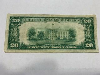 1929 $20 DOLLAR NATIONAL CURRENCY NOTE CIRCULATED 2