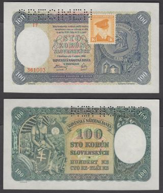 Czechoslovakia 100 Korun 1940 Unc Crisp Banknote Specimen Km 51s