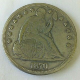 One Dollar Usa Seated Liberty 1870.  Unknown.