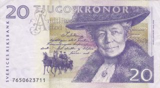 20 Kronor Very Fine Banknote From Sweden 1990 