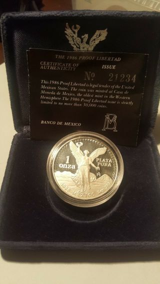 1986 Silver Libertad Proof Box & Mexico