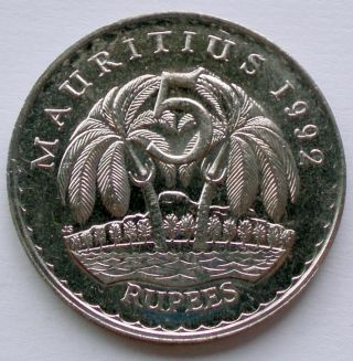 Mauritius 5 Rupees 1992 Km 56 O4.  1