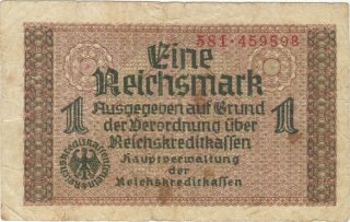 1 Reichsmark Nazi Germany Currency German Banknote Note Money Bill Swastika Wwii