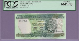 Solomon Islands - Central Bank 2 Dollars Pick 13a Pcgs Ppq
