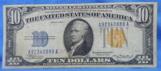 1934a World War Two Emergency Issue Note $10 Silver Certificate North Africa 102