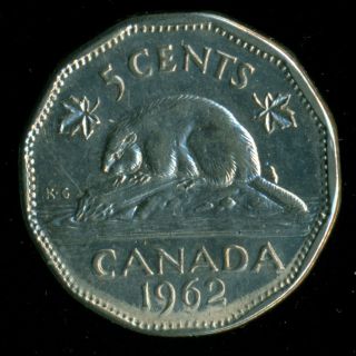 1962 Dd Double Date,  Canada,  5 Cent,  Queen Elizabeth Ii F21