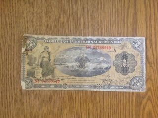 Mexico 1 Peso,  Serie A,  Gobierno Provisional De Mexico,  1914