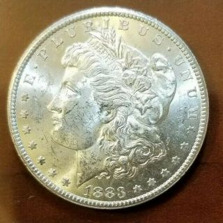 1883 Cc Ms Bu,  Blazing White All Incredible Morgan Silver Dollar L54
