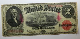 1917 Two Dollars United States Note $2 Horse Blanket Fr 60 Speelman - White