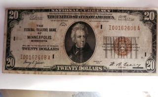 1929 $20 Circulated Federal Reserve Bank Note Twenty Dollar Frn B00227435a K38