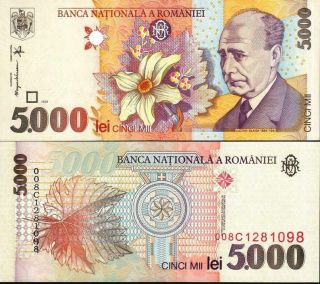 Romania 1998,  5000 Lei,  Banknote Unc