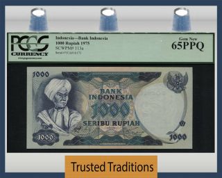Tt Pk 113a 1975 Indonesia 1000 Rupiah - Bank Indonesia Pcgs 65 Ppq Gem