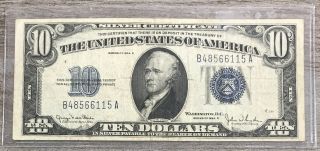 Series 1934 D $10 Ten Dollar Silver Certificate Note Fr - 1705 V45