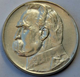 10 Zlotych 1939 Silver Coin Pilsudski Poland