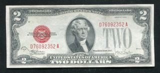 Fr.  1507 1928 - F $2 Two Dollars Legal Tender United States Note About Unc (b)