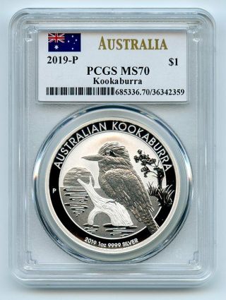 2019 P $1 Australia Silver Kookaburra Dollar Pcgs Ms70