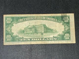 1934 A Series $10 Dollar Bill Federal Note Silver Certificate Yellow Seal 6