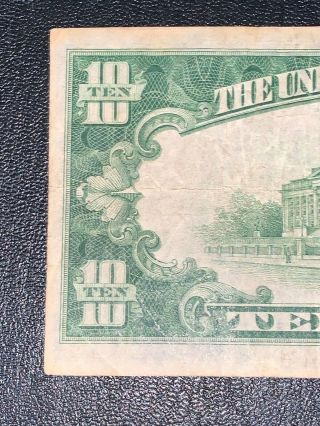1934 A Series $10 Dollar Bill Federal Note Silver Certificate Yellow Seal 7